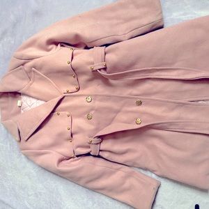 Pink thick winter trench coat